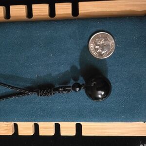 Obsidian sphere crystal necklace